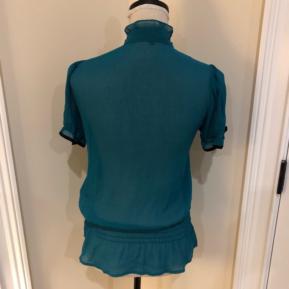 The Limited Blue Ruffle Puff Sleeve Top - Picture 4 of 4